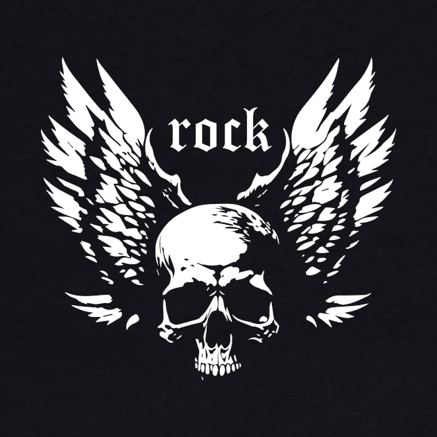 rock skull with wings by lkn